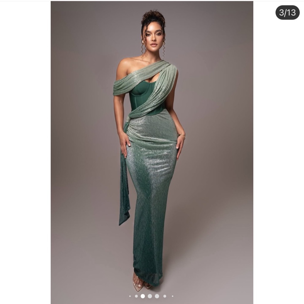 Green Celestina Draped Maxi Dress By JLUXLABEL